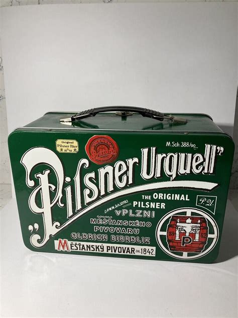 pilsner urquell metal box|Retro Pilsner Urquell Beer Embossed Metal Lunch Box.